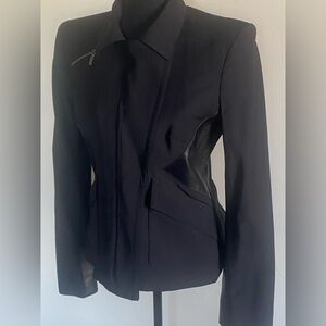 nicole miller 90’s black Jacket Biker Style blazer Lamb Leather Parts Size S